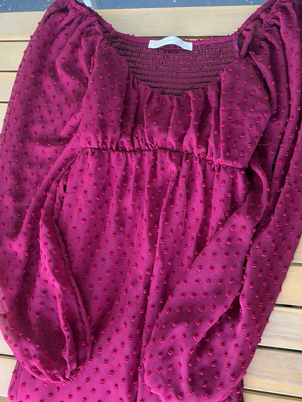 Altar'd State Women's Burgundy Swiss Dot Dress